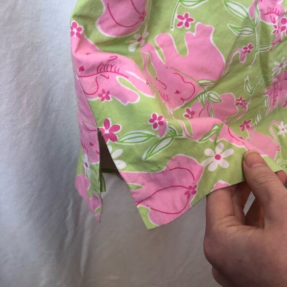 Lilly Pulitzer Green/Pink Elephant Halter Dress - Picture 3 of 7